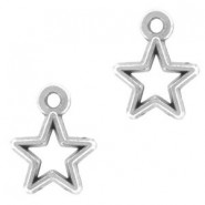Metal charm open Star 14x10mm Antique silver
